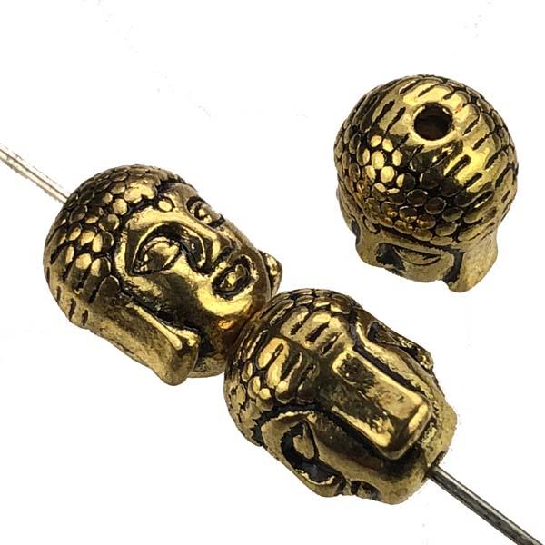 Antique Gold Plate 11x9MM Buddha Head Bead