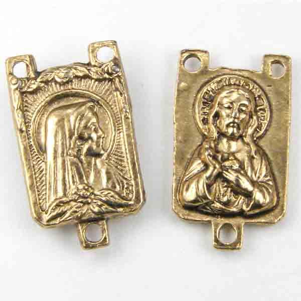 Antique Gold Plate 18x10MM Rectangle Rosary Center