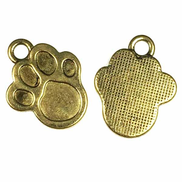 Antique Gold Plate 22x17.5MM Paw Print