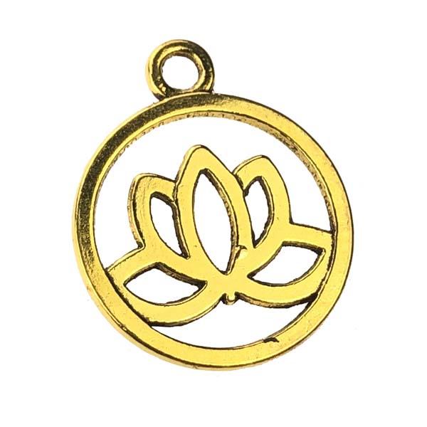 Antique Gold Plate 24x20MM Lotus Blossom
