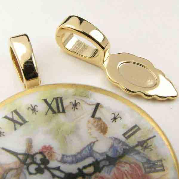 Gold Plate 26MM Glue-On Leaf Bail