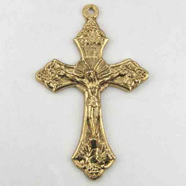 Antique Gold Plate 35x22MM Rosary Crucifix Cross