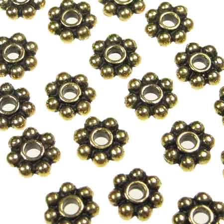 Antique Gold Plate 4MM Rondelle Spacer with Beaded Edge
