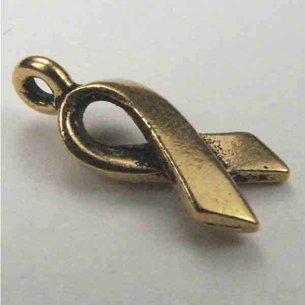Antique Gold Plate Awareness Ribbon 16X7MM
