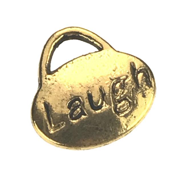 Antique Gold Plate Pendant 8x11MM LAUGH with Rhinestone Setting