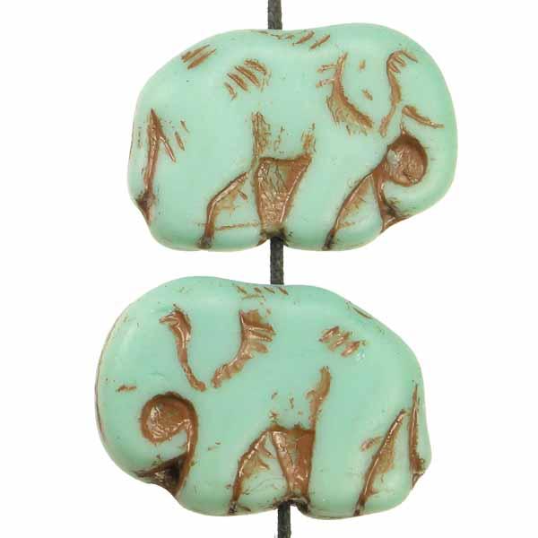 Antique Matte Green Turquoise 16x23MM Elephant