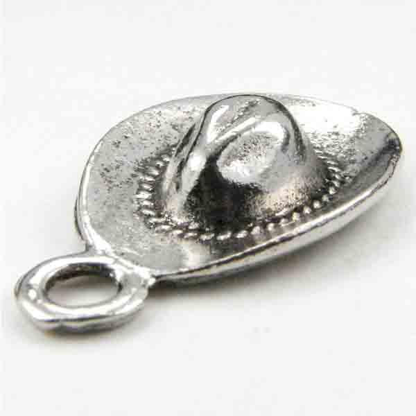 Antique SilverPlate 17x13MM Cowboy Hat Charm Pendant