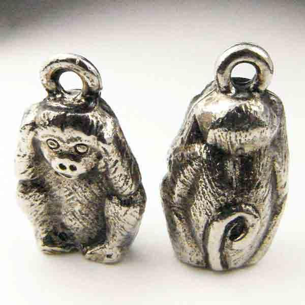 Antique Silver 14x10MM Speak No Evil Monkey