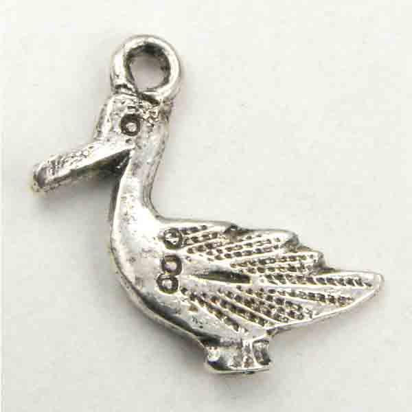 Antique Silver 16x18mm Flattened Pelican