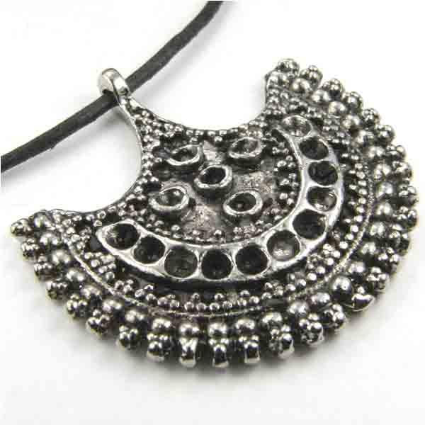 Antique Silver 29x33MM Beaded Fan