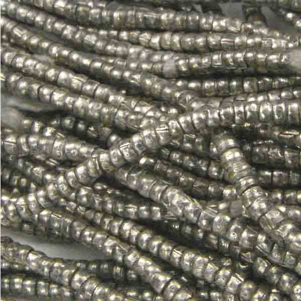 Antique Silver 2mm Handformed African Seed Bead