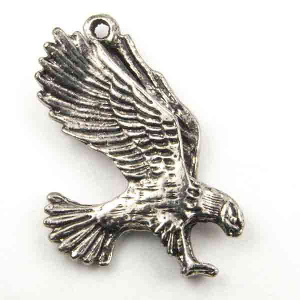 Antique Silver 31x20MM Cast Winged Eagle