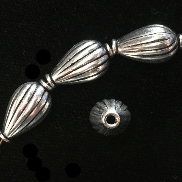 Antique Silver Bali Style 17x10MM Collared Melon Tear With 1.5MM Large Hole