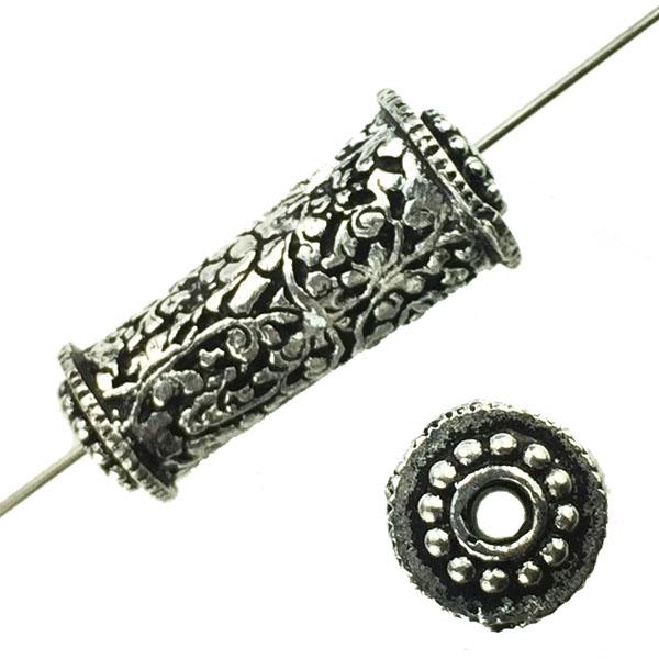 Antique Silver Bali Style 28MM Flared Cylinder With 3MM Large Hole