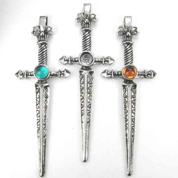 Antique Silver Dagger 65X23mm wtih Setting