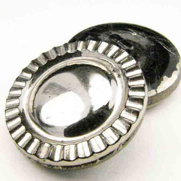 Antique Silver Fan Edge Glass Button