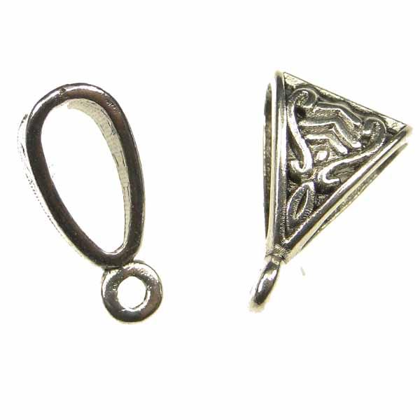 Antique Silver Plate 10X15MM Fancy Bail with Hanger