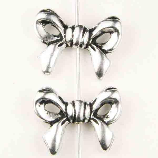 Antique Silver Plate 10x14MM Bow BEad