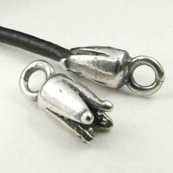 Antique Silver Plate 10x4MM Cord Crimp End