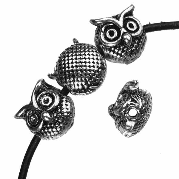 Antique Silver Plate 11MM Owl Bead