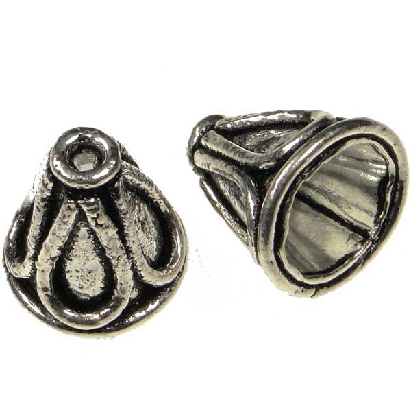 Antique Silver Plate 12x12MM Decorated Cone