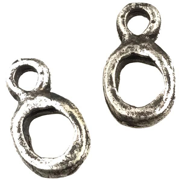 Antique Silver Plate 12x6.5MM Organic Ring and Loop