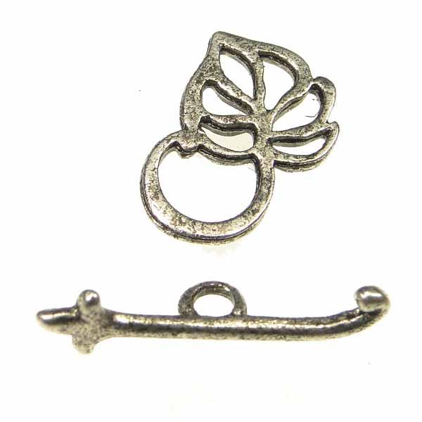 Antique Silver Plate 15MM Leaf Toggle