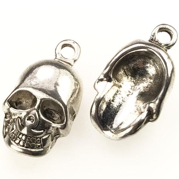 Antique Silver Plate 16x8MM Skull Pendant
