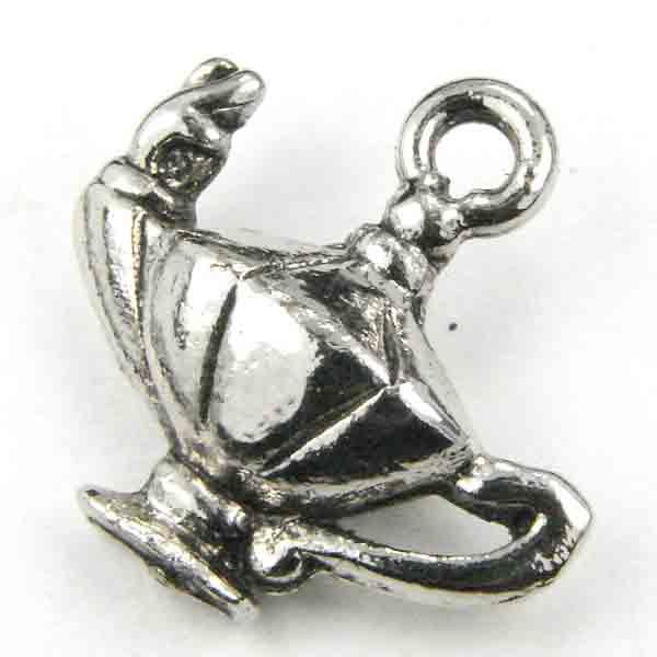 Antique Silver Plate 18x19MM Aladdin Genie Lamp Charm Pendant