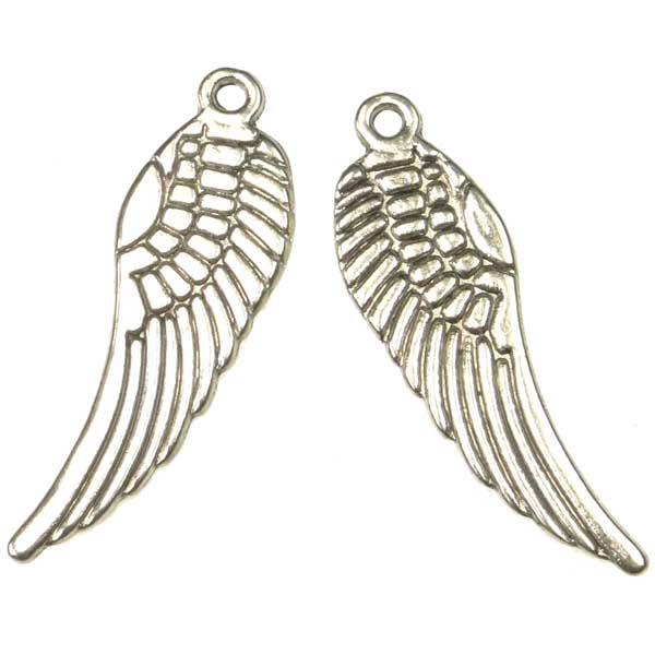 Antique Silver Plate 18x5MM Wing