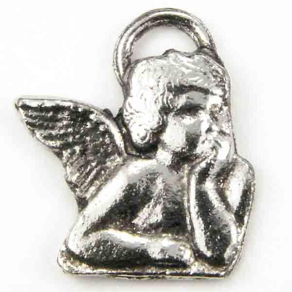 Antique Silver Plate 19x22MM Musing Cherub