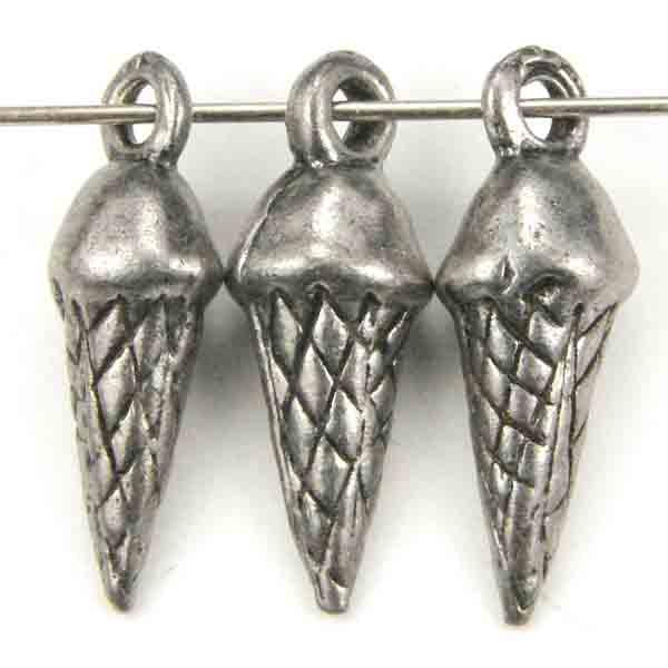 Antique Silver Plate 19x7MM Ice Cream Cone