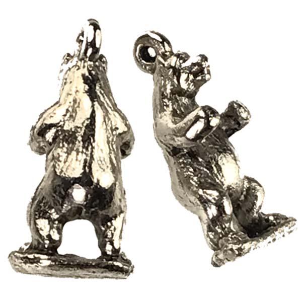 Antique Silver Plate 19x9MM Standing Bear