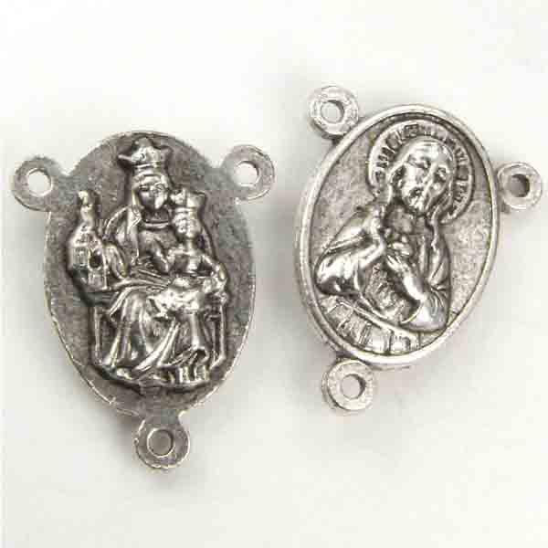 Antique Silver Plate 20x15MM Rosary Center Connector