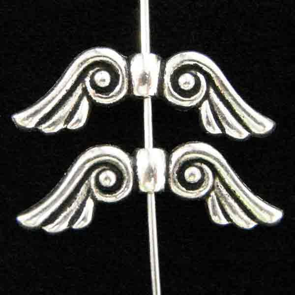 Antique Silver Plate 20x8MM Angel Wing Bead