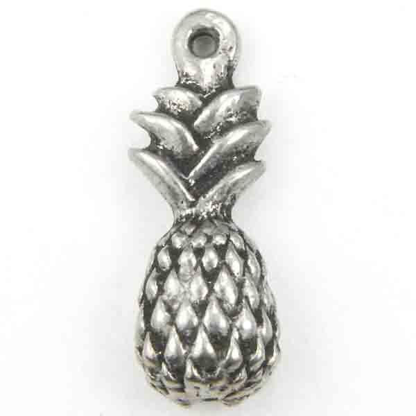 Antique Silver Plate 21x7MM Pineapple Charm Pendant