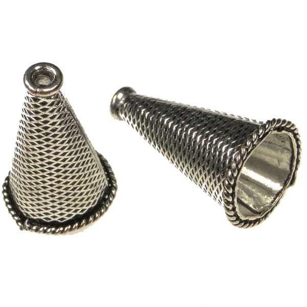 Antique Silver Plate 24x14MM Textured Cone