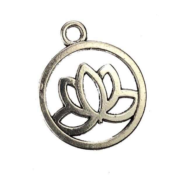 Antique Silver Plate 24x20MM Lotus Blossom