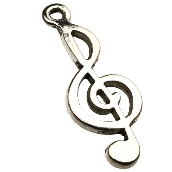 Antique Silver Plate 26x10MM Treble Clef