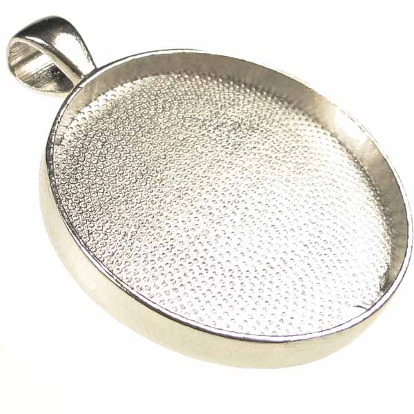 Antique Silver Plate 30MM Round Bezel Setting Pendant