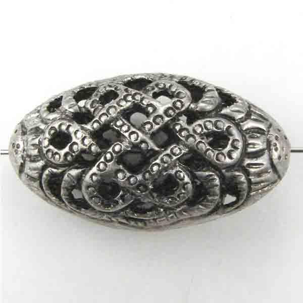 Antique Silver Plate 35x20MM Knot Motif Open Work Oval