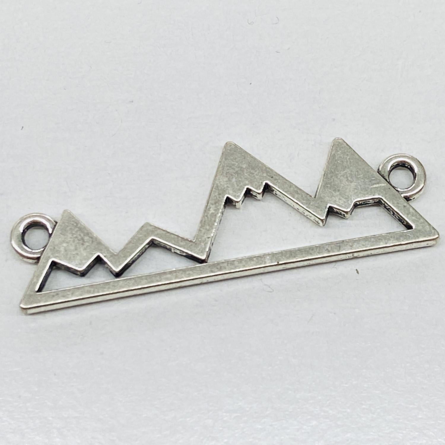 Antique Silver Plate 37x12MM Mountain Scene