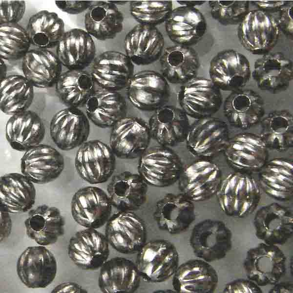 Antique Silver Plate 3MM Corrugated (Melon) Bead
