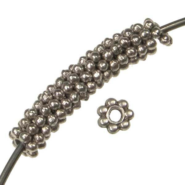Antique Silver Plate 4MM Rondelle Daisy Spacer