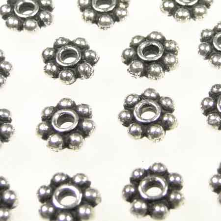 Antique Silver Plate 4MM Rondelle Spacer with Beaded Edge