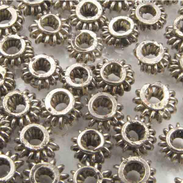 Antique Silver Plate 4X8MM Looped Wire Rondelle