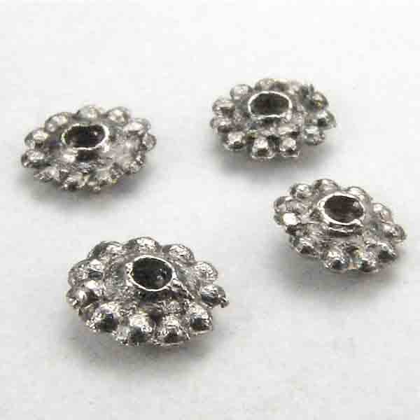Antique Silver Plate 5x2 Rondelle Spacer with Beaded Edge