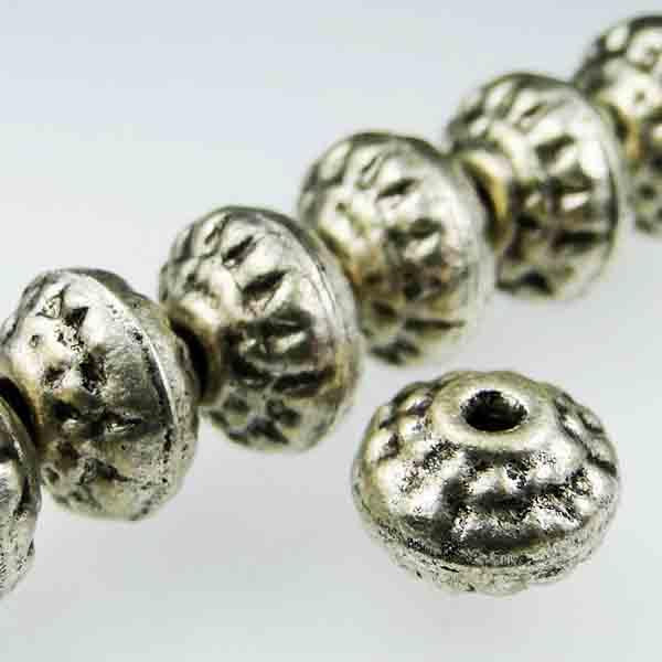 Antique Silver Plate 5x8MM Textured Rondelle
