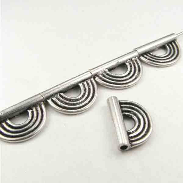 Antique Sterling Silver 12X8MM Tube With Arc Bead