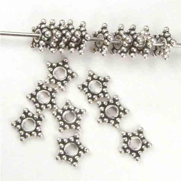 Antique Sterling Silver 5MM Beaded Star Daisy Spacer